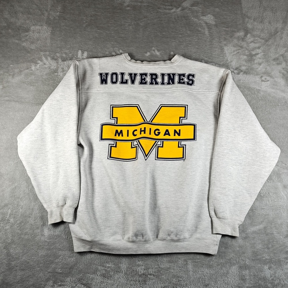Vintage Michigan Wolverines Sweatshirt Mens Medium Gray Galt Crew Collegiate 90s